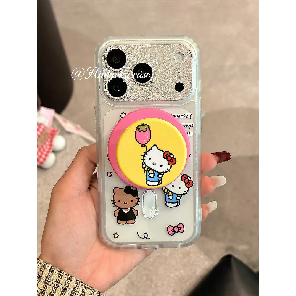 Ameigas Berry Balloon Kitty Case - Strawberry Cat & Balloon MagSafe Velvet Cover - Ameigas