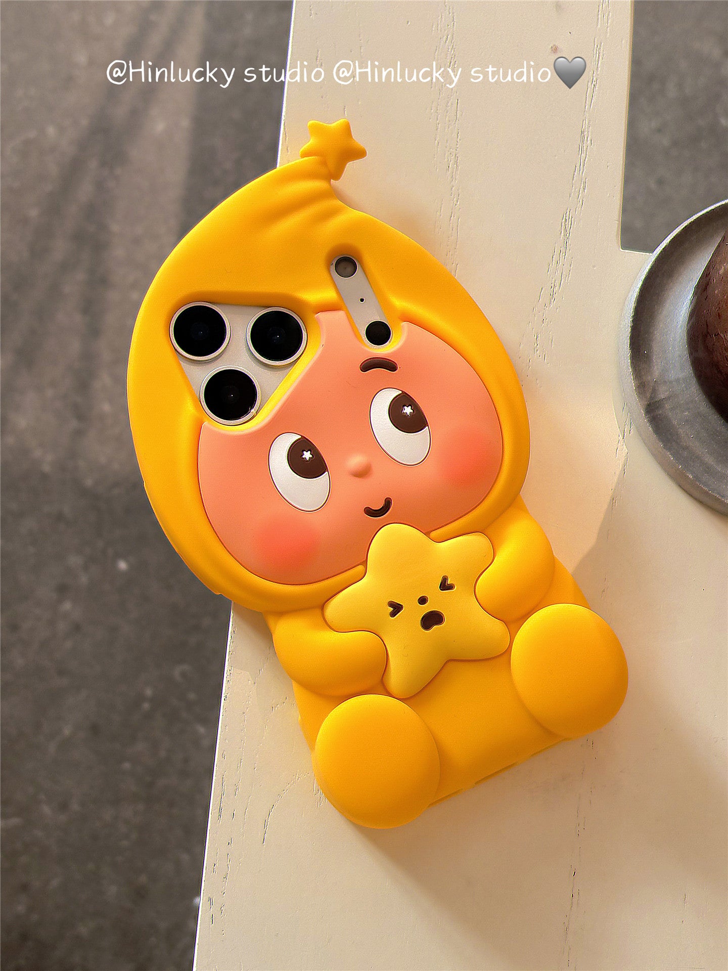 Ameigas Sunny Starfolk Case - 3D Cartoon Yellow Star Character Silicone Cover for iPhone