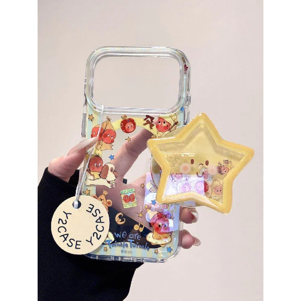Ameigas Cute Transparent Star Character Magnetic Shake Stand Phone Case - Ameigas