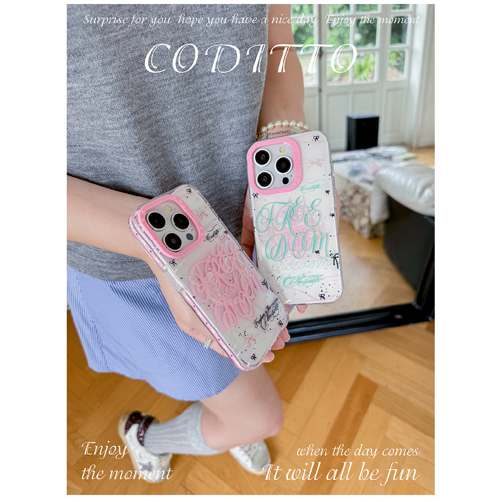 Ameigas Mint Garden Double-Layer Floral Case for iPhone 17 Pro Max / 16 Pro Max / 15 Pro / 14 / 13 – Ins Style Art Phone Cover