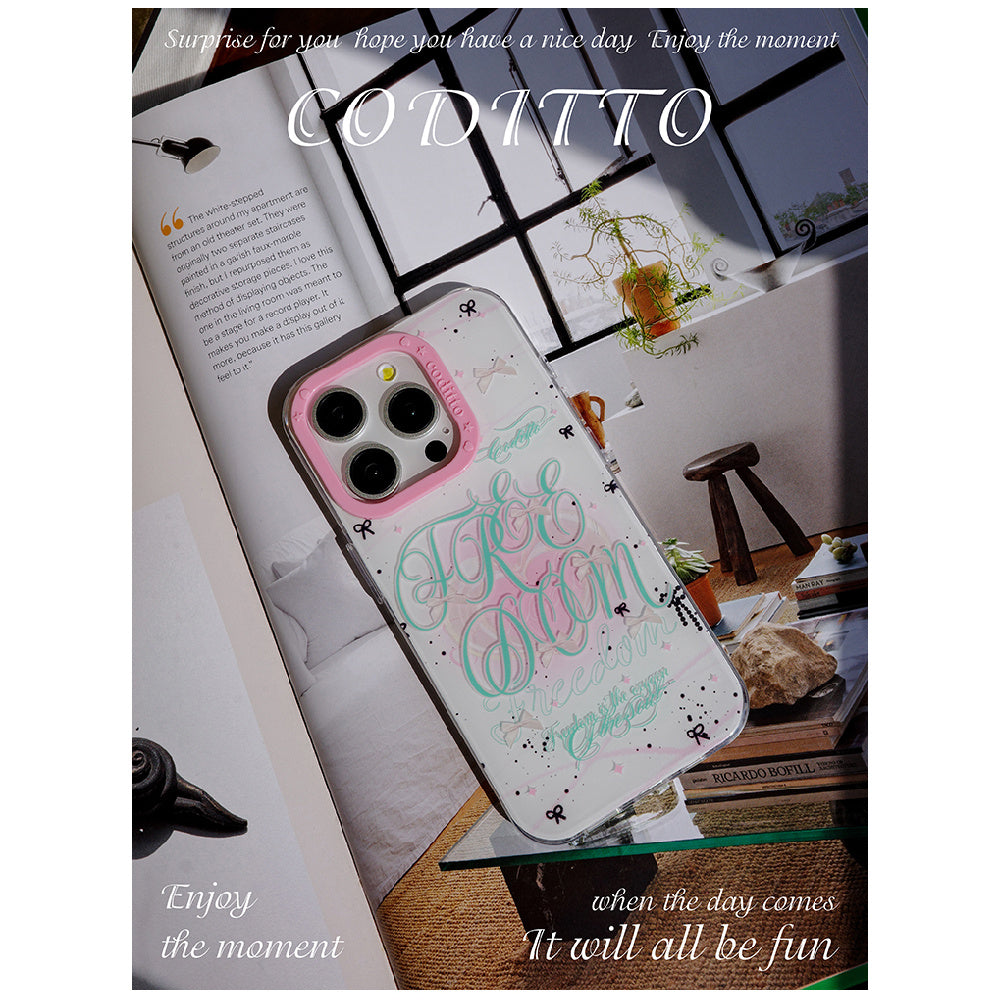 Ameigas Mint Garden Double-Layer Floral Case for iPhone 17 Pro Max / 16 Pro Max / 15 Pro / 14 / 13 – Ins Style Art Phone Cover