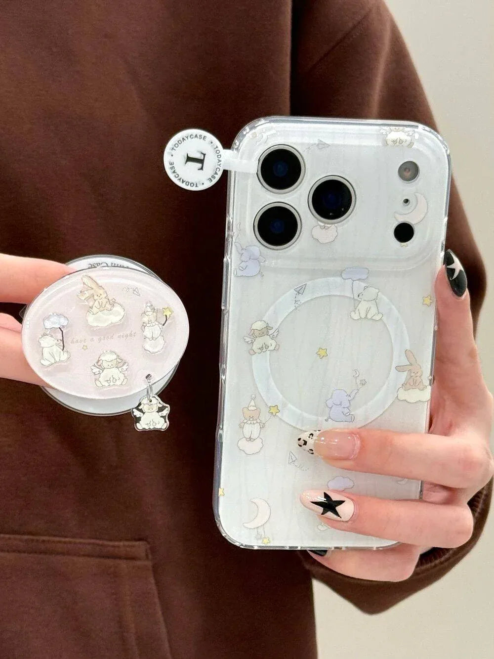 Ameigas Animal Nightcap Case - Cute Sleeping Animal Print with Magnetic Kickstand & Dual-Layer Armor - Ameigas