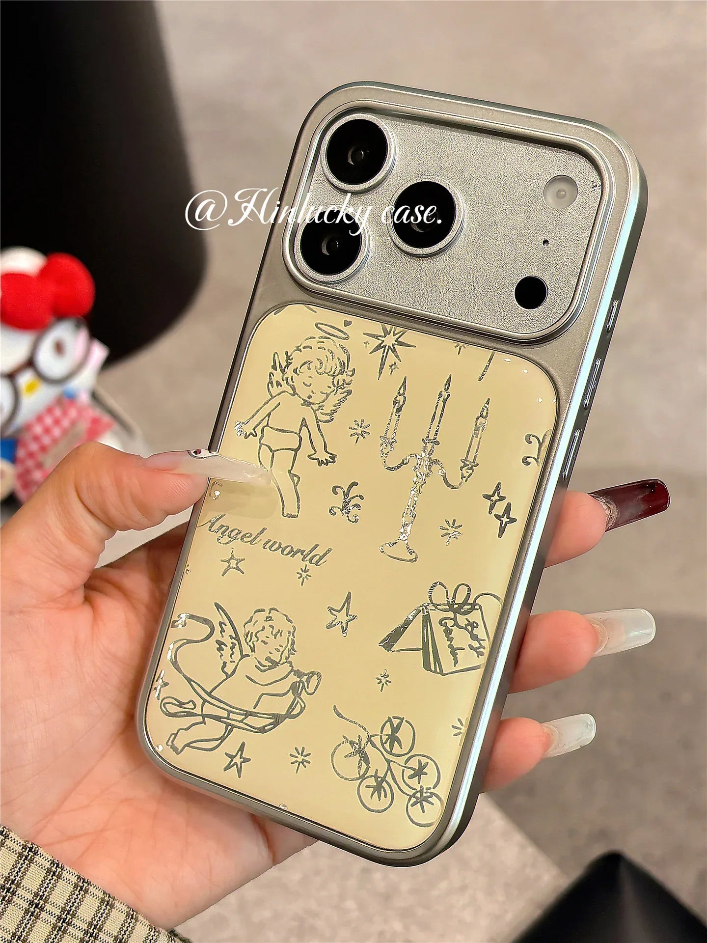 Ameigas Antique Cupid's Candle Case - Vintage Tarnished Star & Cherub Cover for iPhone - Ameigas