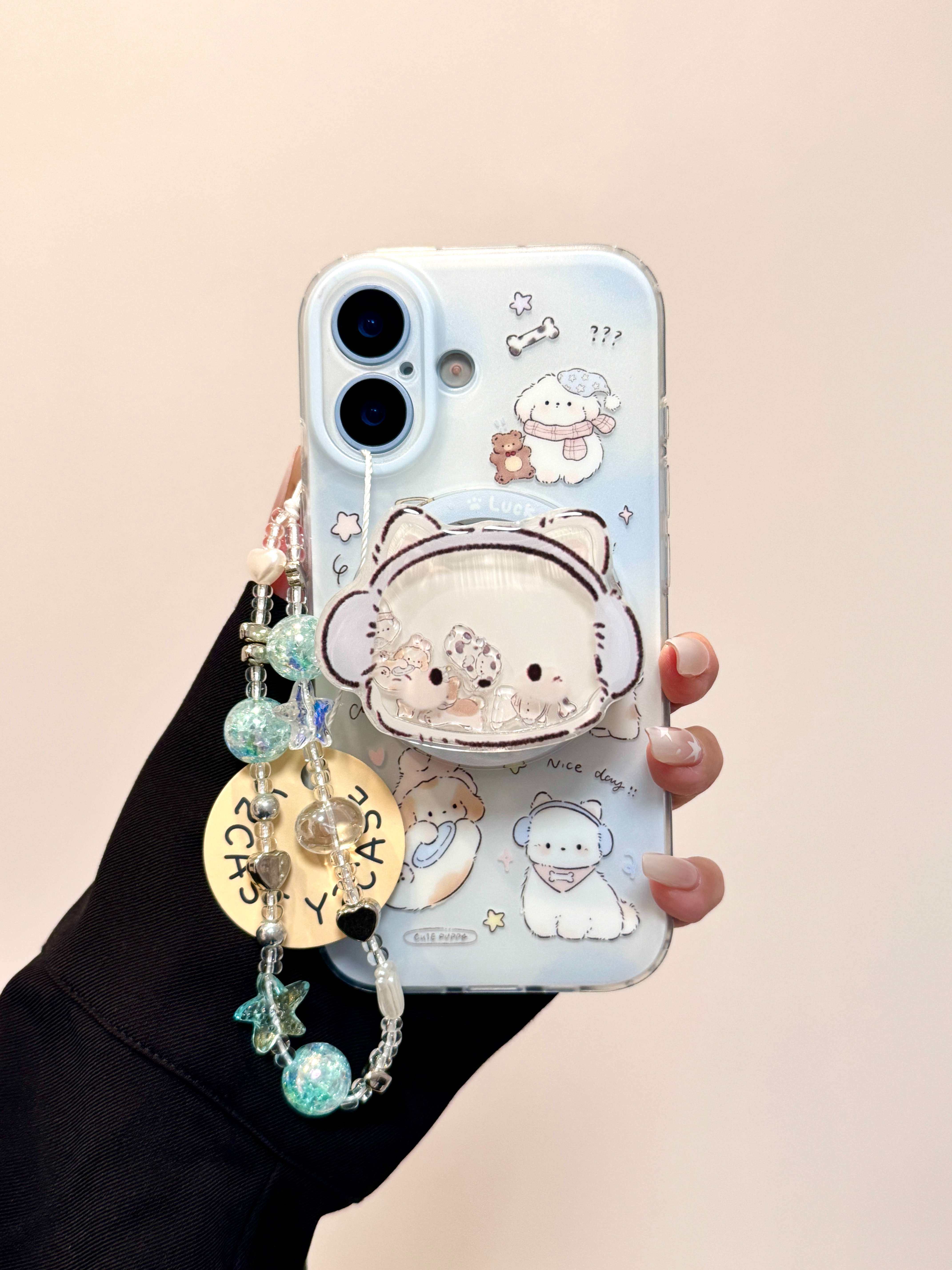 Ameigas Wobble Kitten Case - Super Cute Cartoon Cat with Magnetic Spring & Pop Out Stand