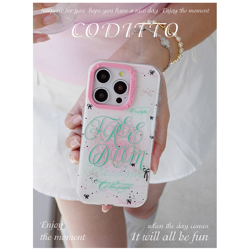 Ameigas Mint Garden Double-Layer Floral Case for iPhone 17 Pro Max / 16 Pro Max / 15 Pro / 14 / 13 – Ins Style Art Phone Cover