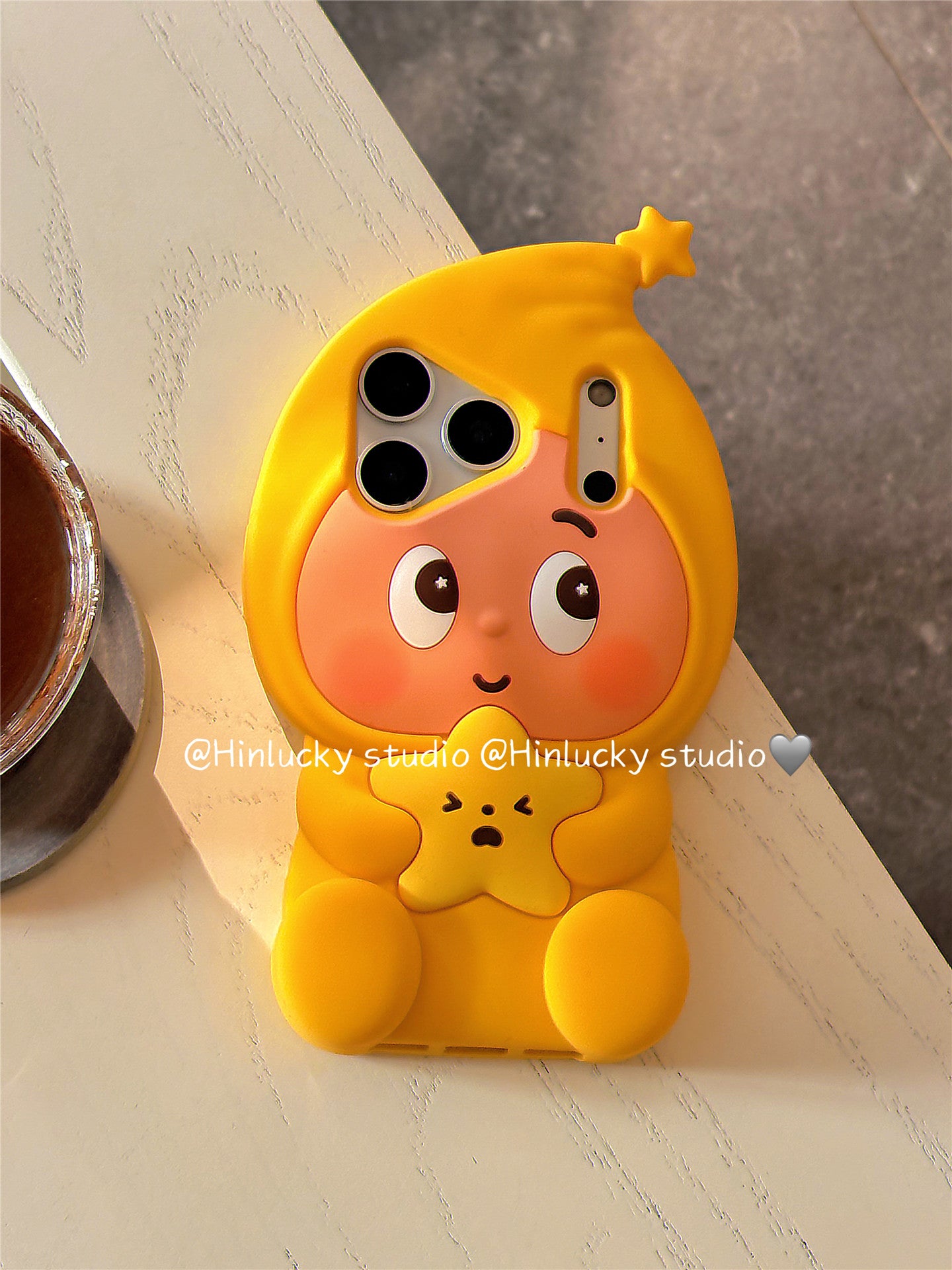 Ameigas Sunny Starfolk Case - 3D Cartoon Yellow Star Character Silicone Cover for iPhone