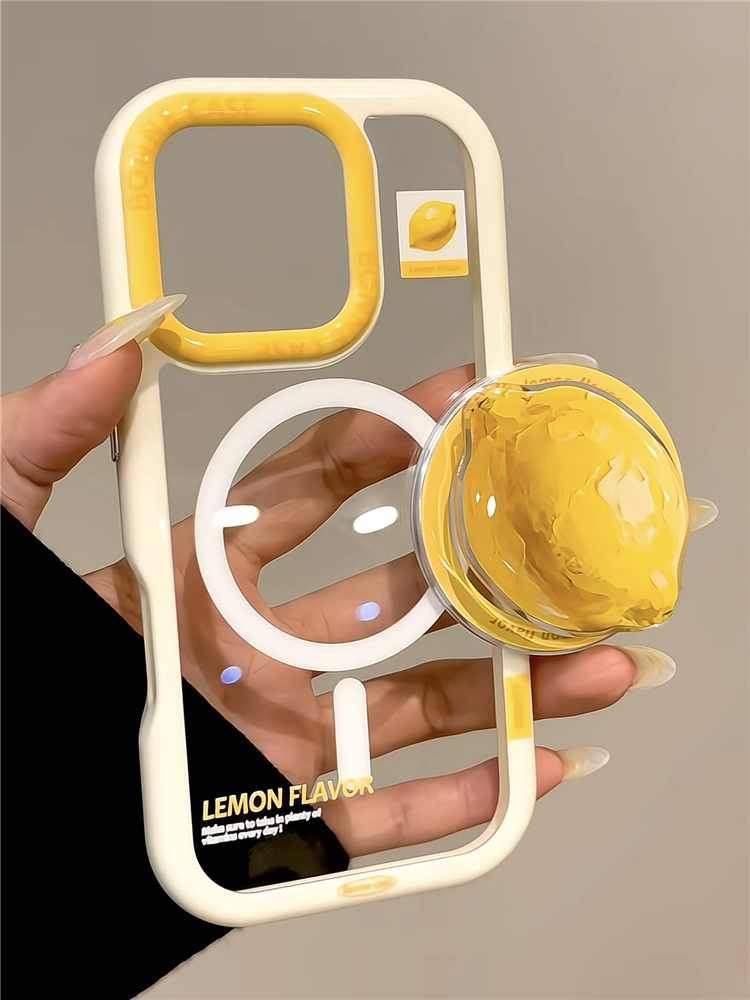 Ameigas Summer Canvas Case - Oil Paint Lemon & Magnetic Stand Acrylic Cover
