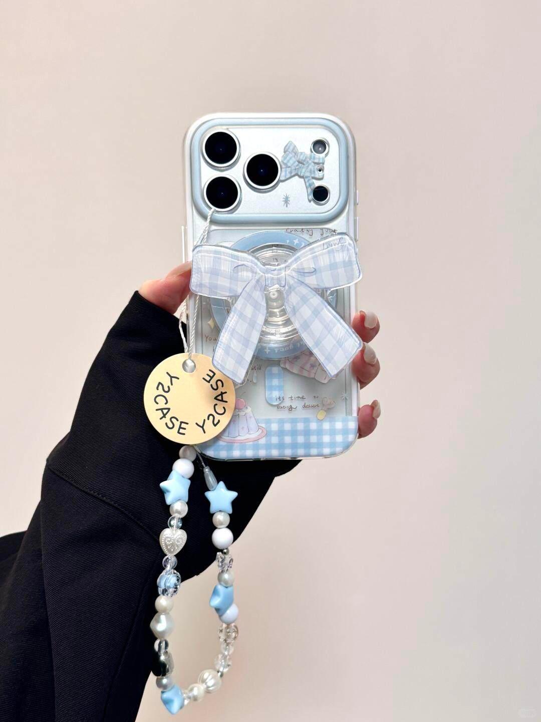 Ameigas Bow Pudding Sofa Magnetic Stand Phone Case - Ameigas