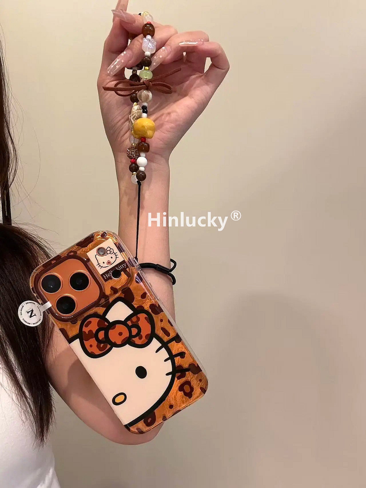 Ameigas Maillard Bow-Kitty Case - Leopard Print Cat with Detachable Chain & Foil Guard