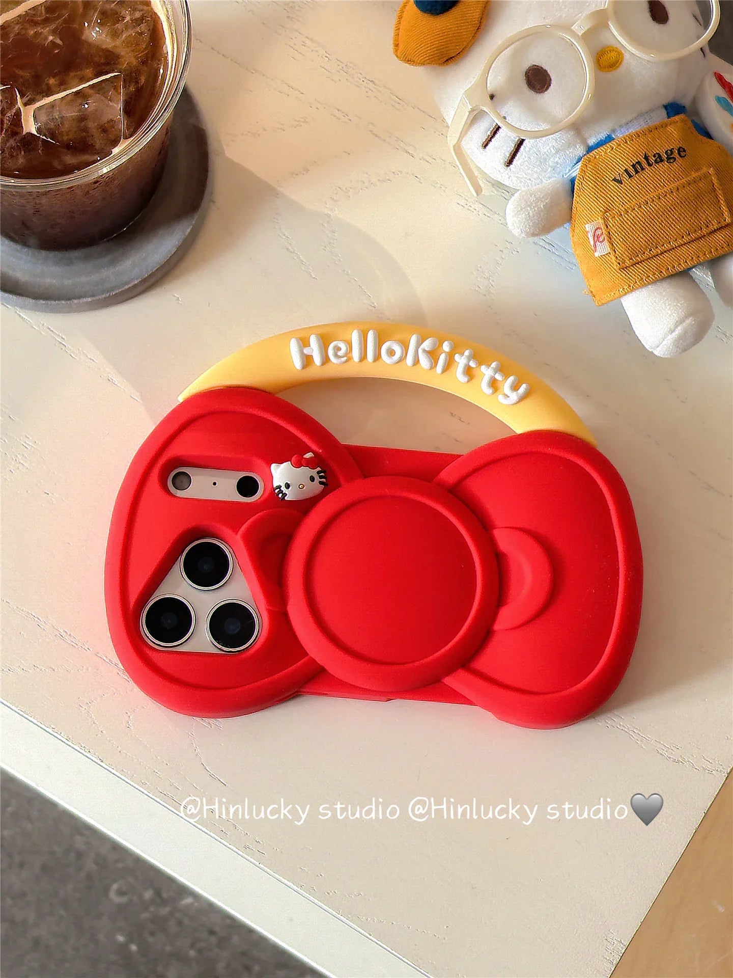 Ameigas Bow-Tied Whiskers Case - Red Ribbon Kitty Silicone Cover for iPhone - Ameigas