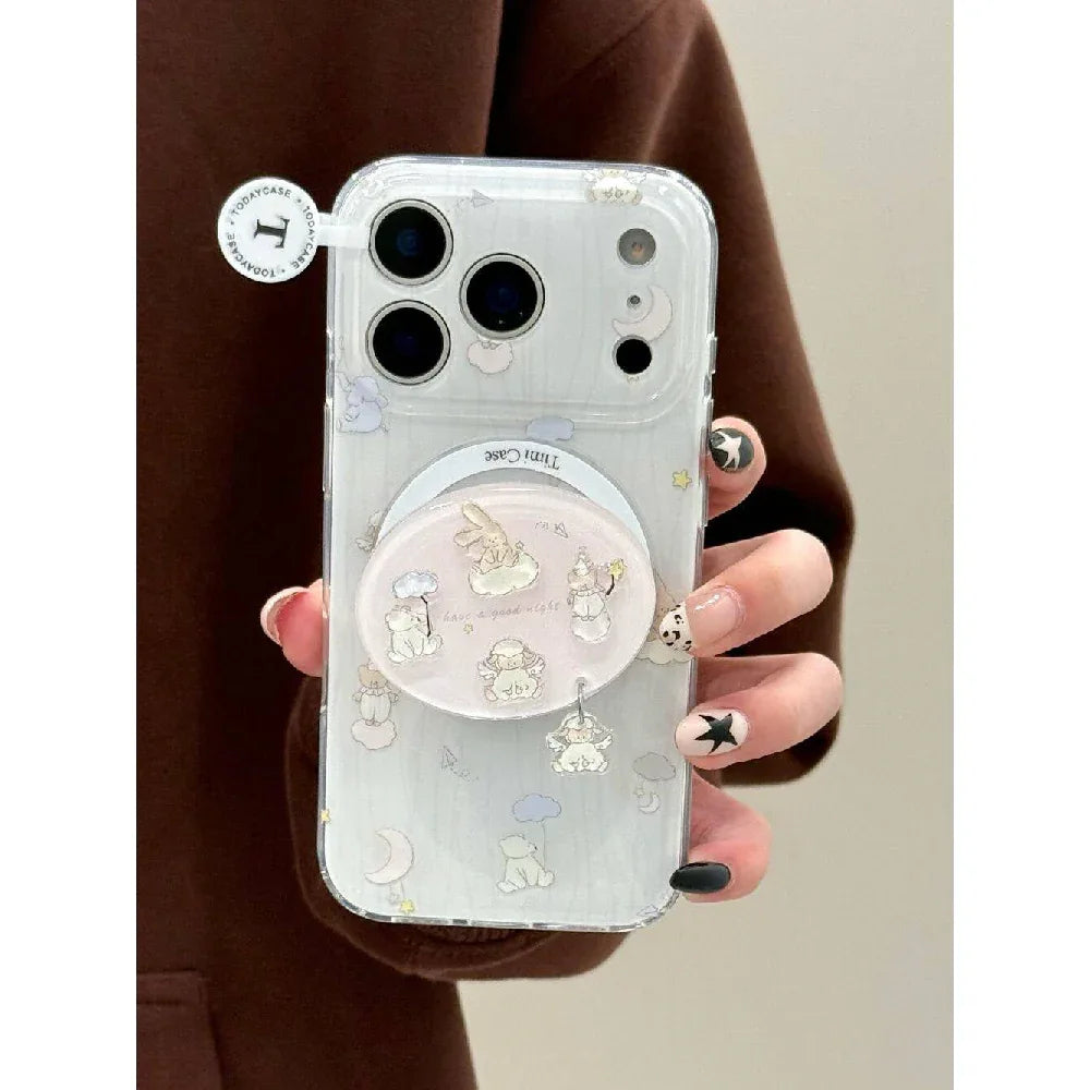 Ameigas Animal Nightcap Case - Cute Sleeping Animal Print with Magnetic Kickstand & Dual-Layer Armor - Ameigas