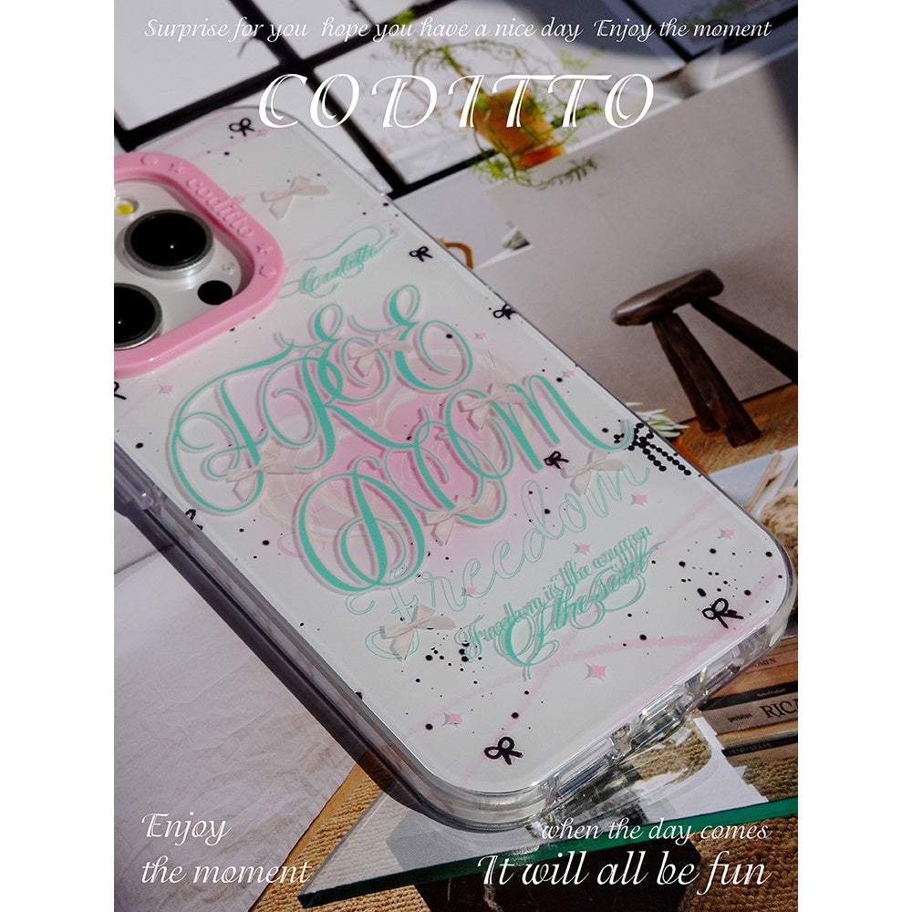 Ameigas Mint Garden Double-Layer Floral Case for iPhone 17 Pro Max / 16 Pro Max / 15 Pro / 14 / 13 – Ins Style Art Phone Cover