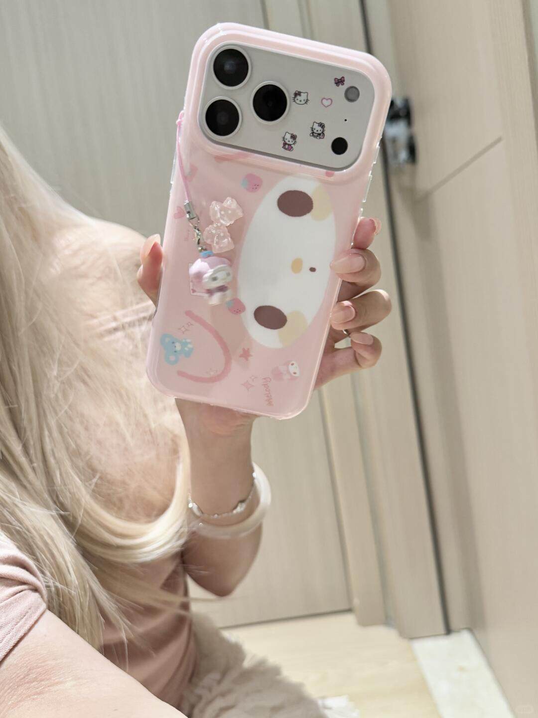 Ameigas My Melody Bow Case - Cartoon Pink with Double Hearts & Ribbon Design