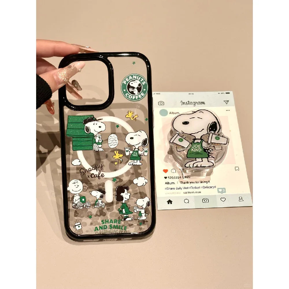 Ameigas Cute Coffee Snoopy Magnetic Phone Case - Ameigas