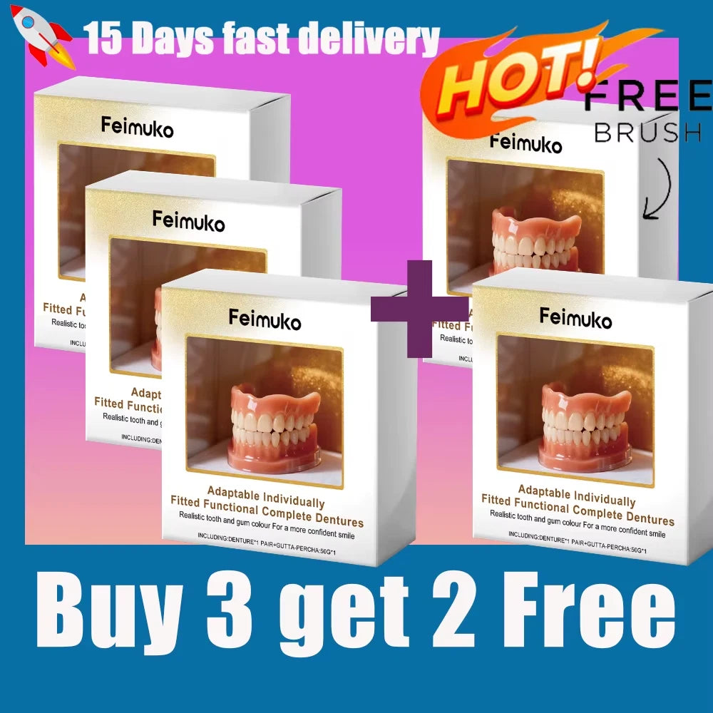 New Denture Silicone Kit - Soft Kit Teeth Upper and Lower Set - Silicone Liners
