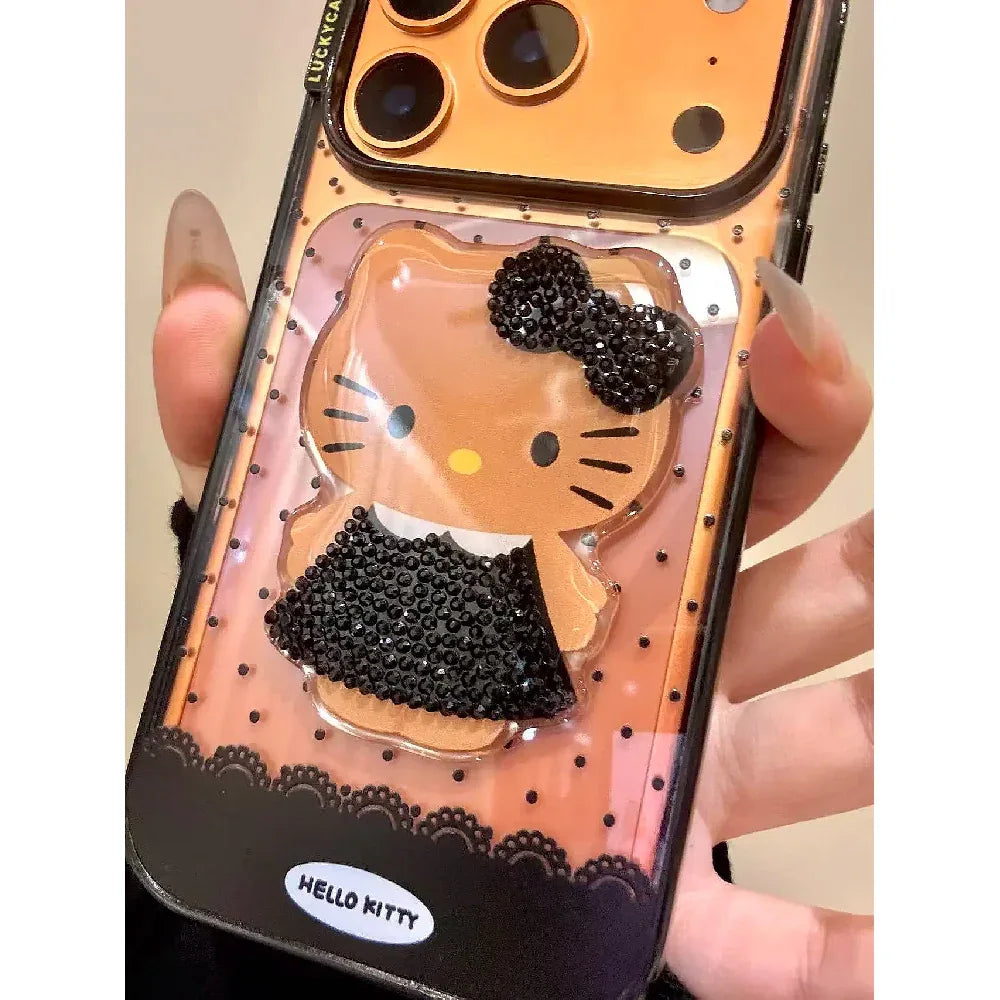 Ameigas Black Kitten Diamond Acrylic Phone Case - Ameigas