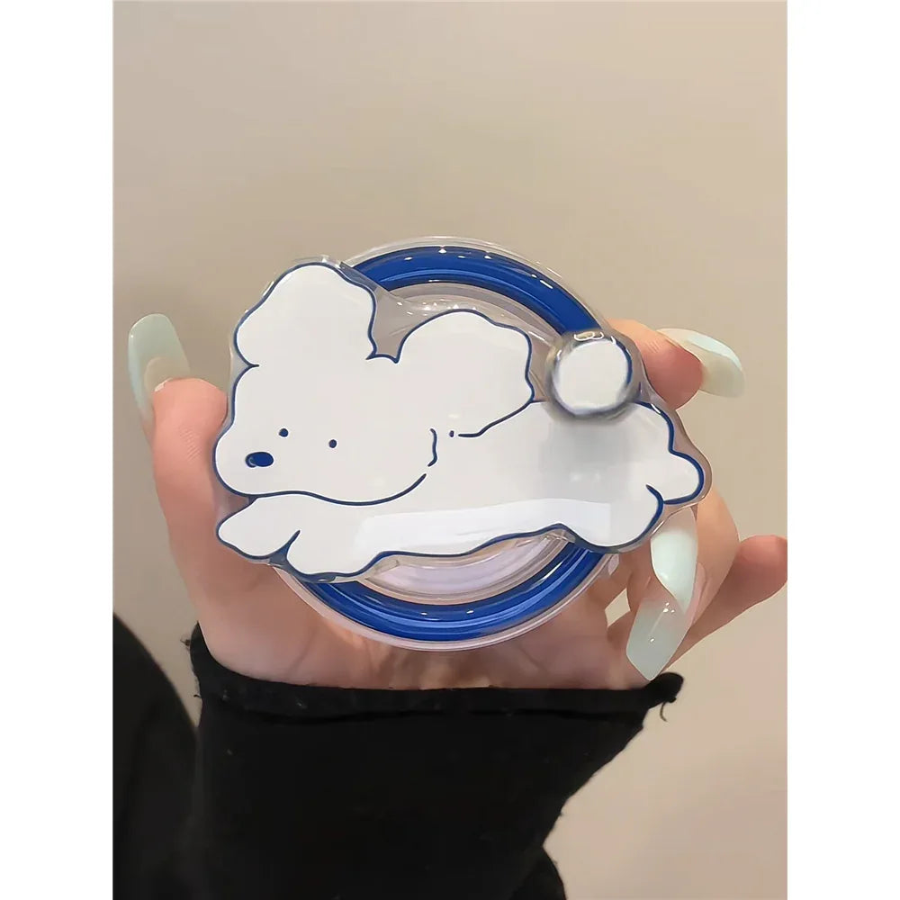 Ameigas Blue Sketch Pup Stand Case - Line Art Dog MagSafe Cover for iPhone - Ameigas