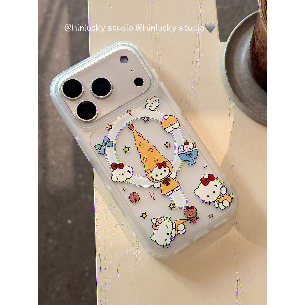 Ameigas Twirling Star Kitty Case - Long Hat Cat Rotating MagSafe Stand & Silky Cover