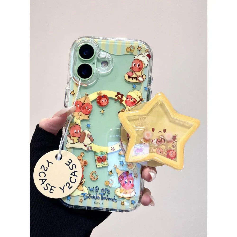 Ameigas Cute Transparent Star Character Magnetic Shake Stand Phone Case - Ameigas