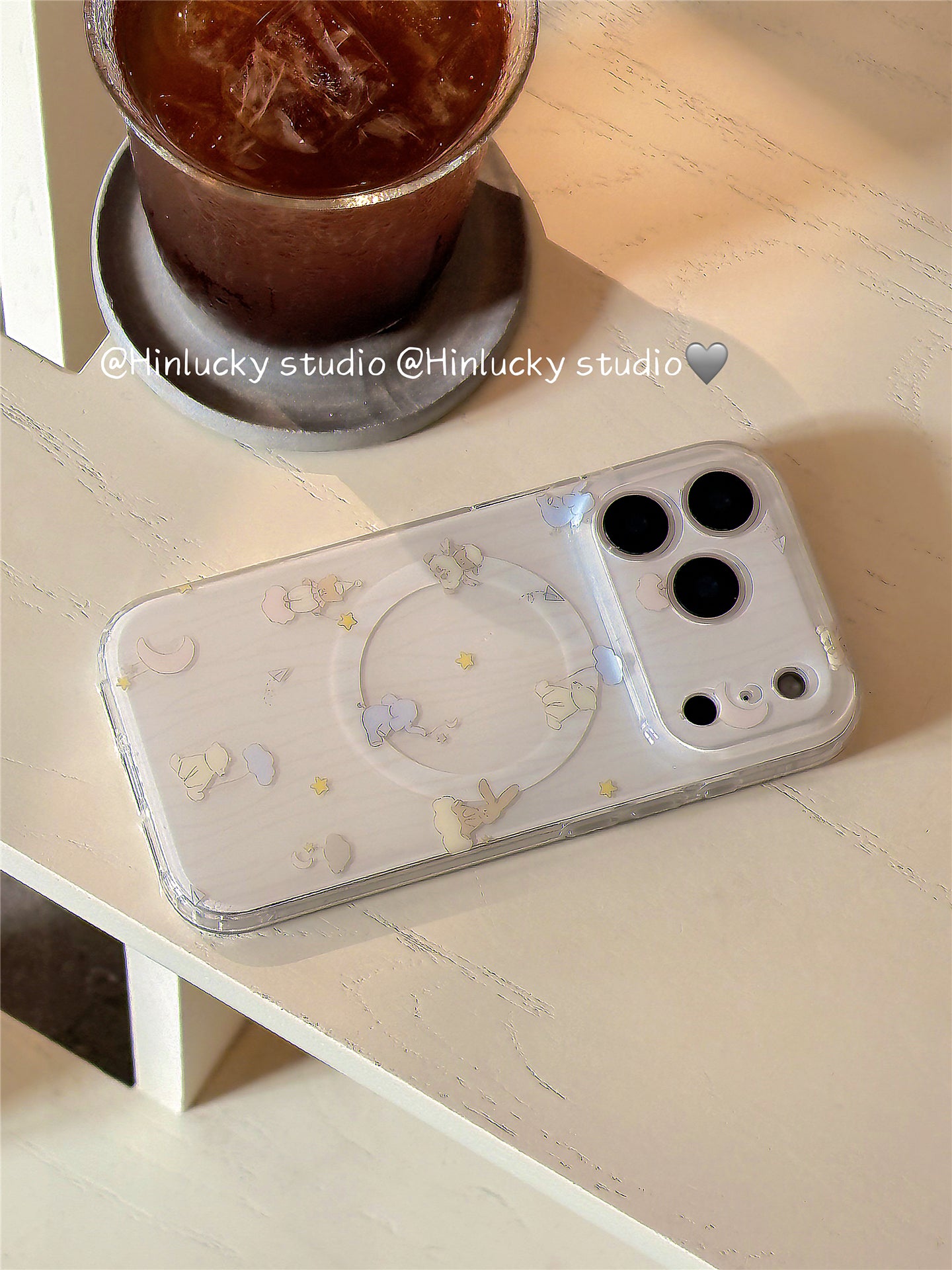 Ameigas Stripe Buddy Stand Case - Cute Cartoon Animal MagSafe Cover with Full Guard