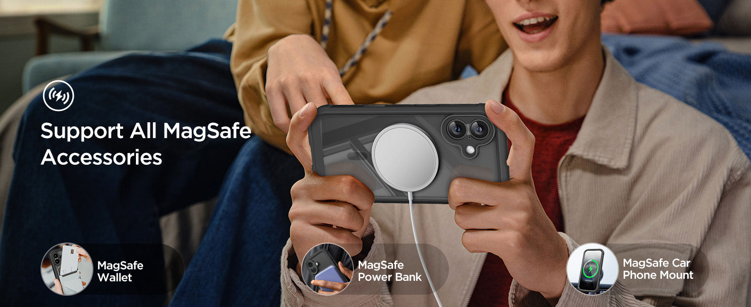 Ameigas Full-Body Magnetic Bumper Case with Built-in Glass Protection