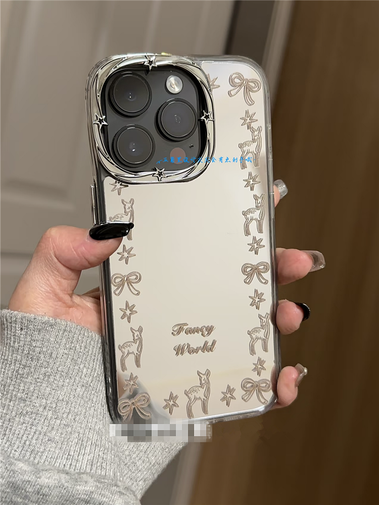 Ameigas Frostglow Fawn Case - Mirror Frame with Deer & Bow, Star Lens Accent