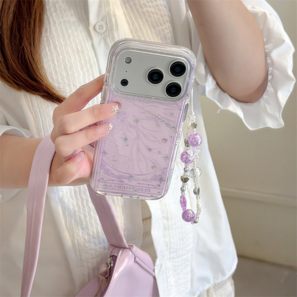 Beautiful Ins Style Gold-Plated Goddess Tears Compatible with iPhone 16/17 Pro Max Case 14 Apple 15 Chain