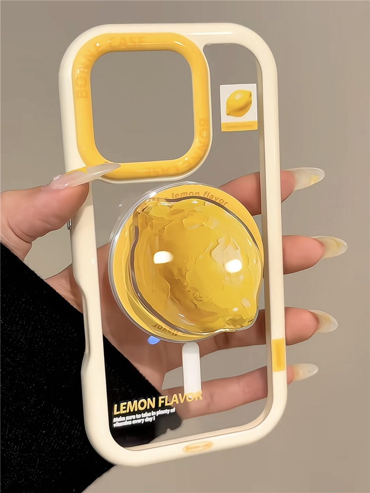 Ameigas Summer Canvas Case - Oil Paint Lemon & Magnetic Stand Acrylic Cover