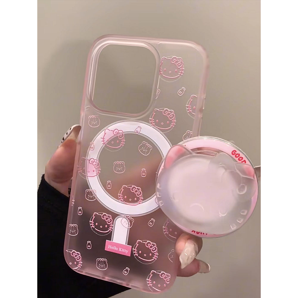 Ameigas Pink Cat Galaxy Acrylic Magnetic Stand Protective Case