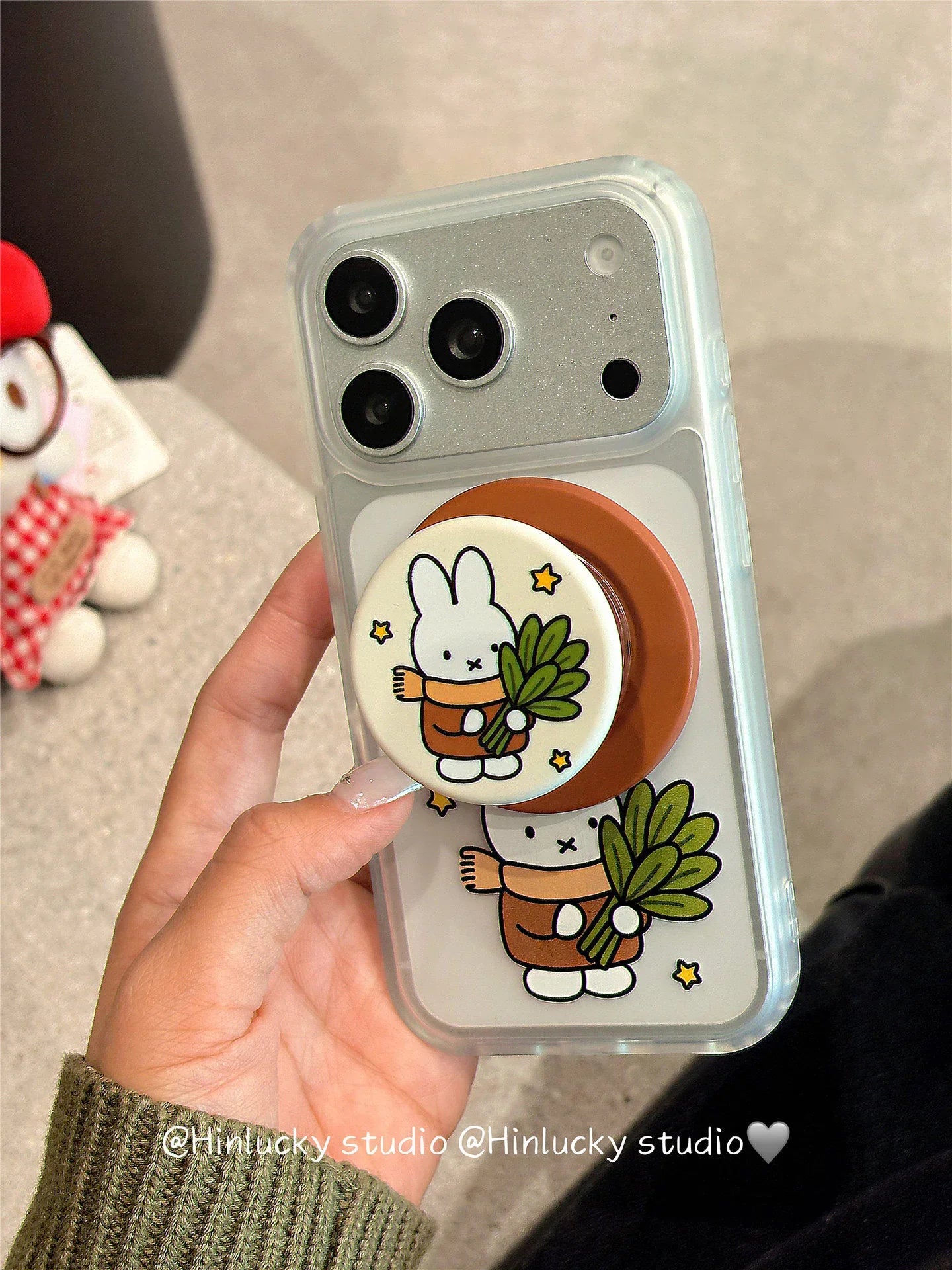 Ameigas Cute Cartoon Yuzu Leaf Bunny Magnetic Stand Phone Case - Ameigas