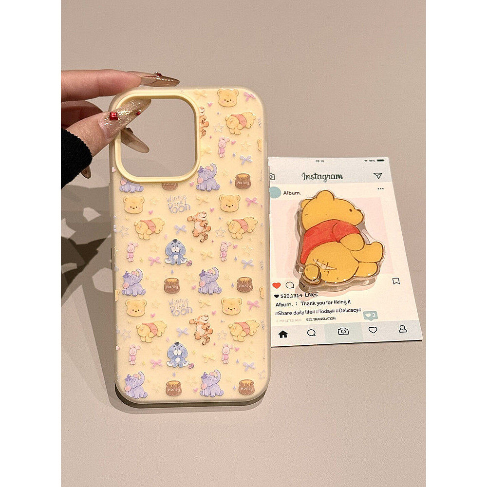 Ameigas Honey-Hug Stand Case - Classic Bear MagSafe 2-in-1 Soft Matte Cover