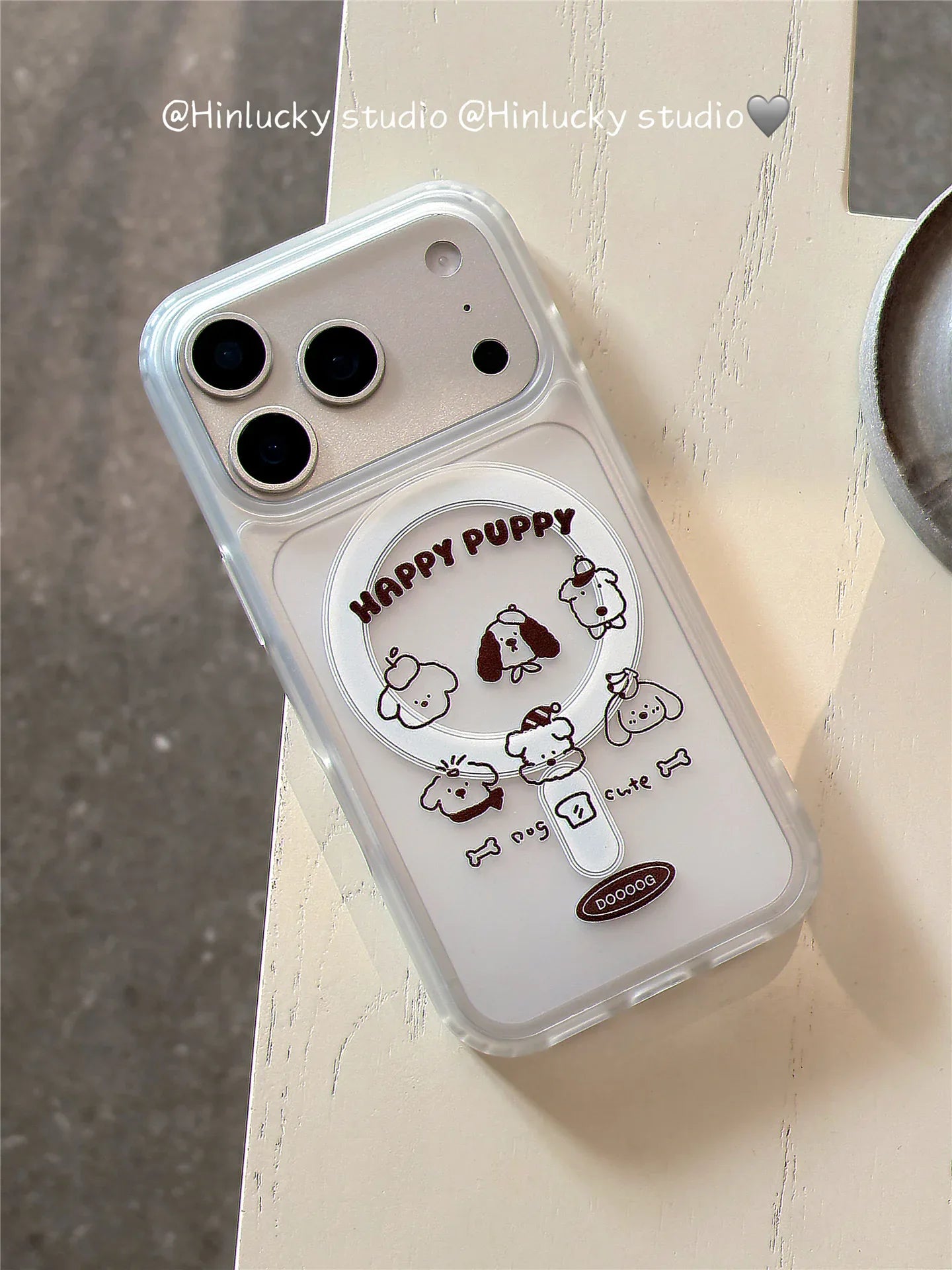 Ameigas Cute Line Art Puppy Frosted MagSafe Stand Case - Ameigas