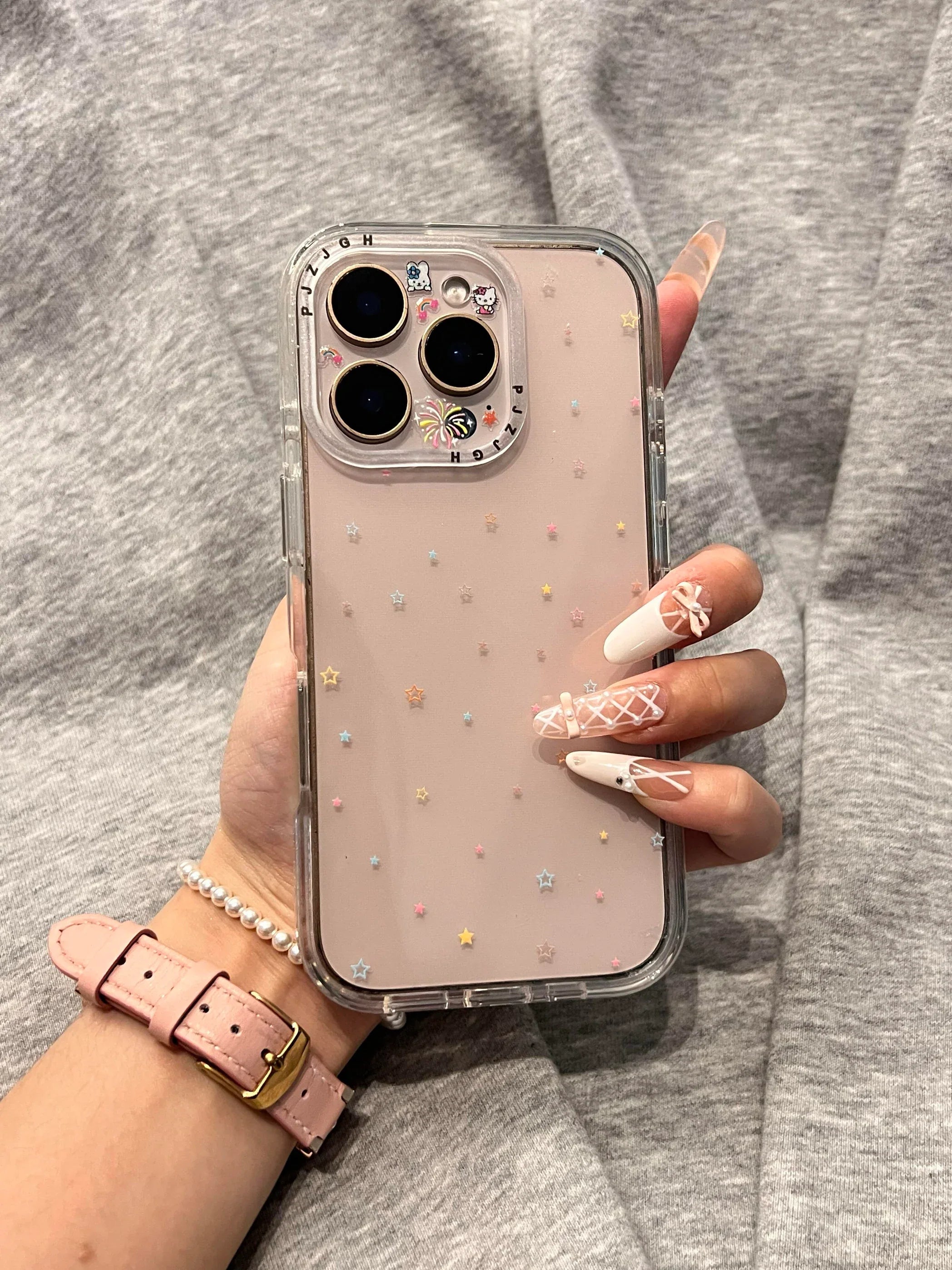 Ameigas Crystal Starfield Case - Transparent with Multicolor Glitter Stars - Ameigas