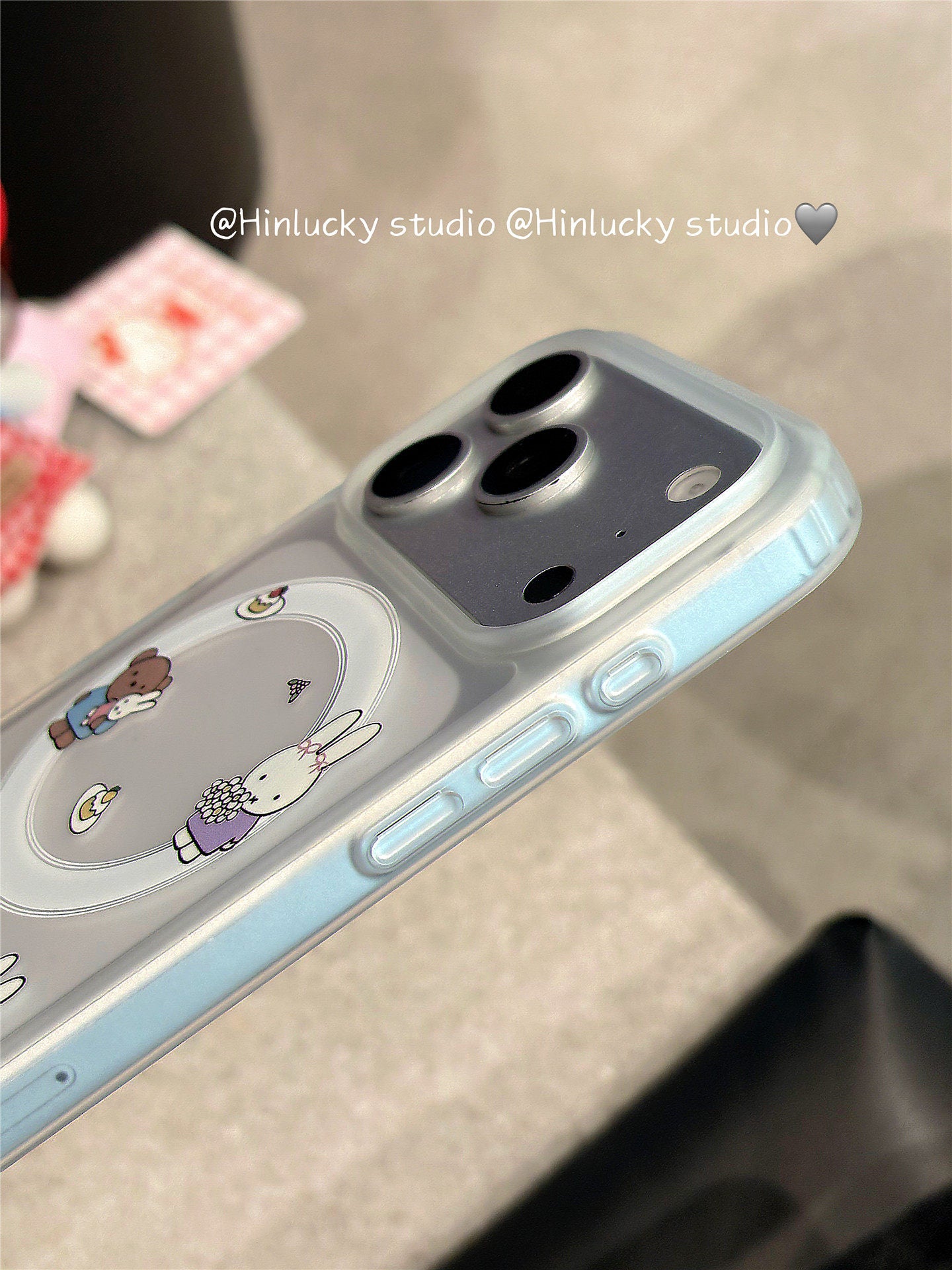 Ameigas Frosted Bunny Case - Miffy-Inspired MagSafe Cover with Pull-Ring Stand