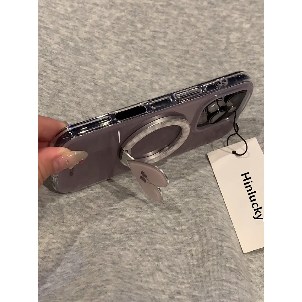 Ameigas Dusk Cherry Rotating Case - Smoky Lilac Heart & Cherry MagSafe 360° Stand Cover