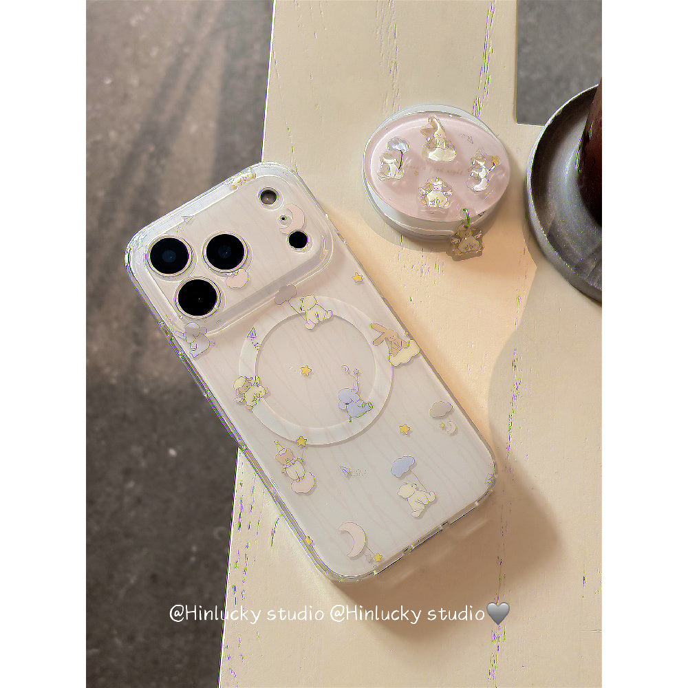 Ameigas Stripe Buddy Stand Case - Cute Cartoon Animal MagSafe Cover with Full Guard