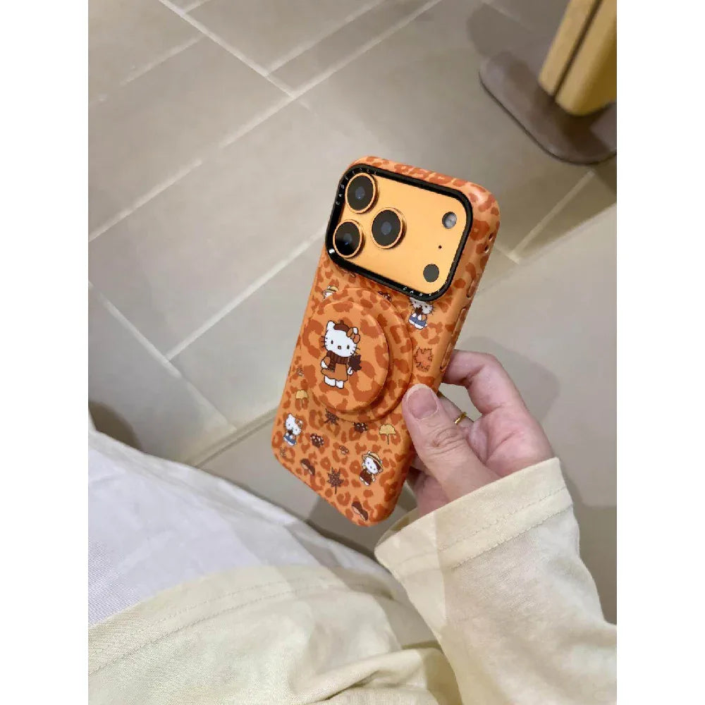 Ameigas Cute Leopard Maple Kitty Magnetic Stand Phone Case - Ameigas