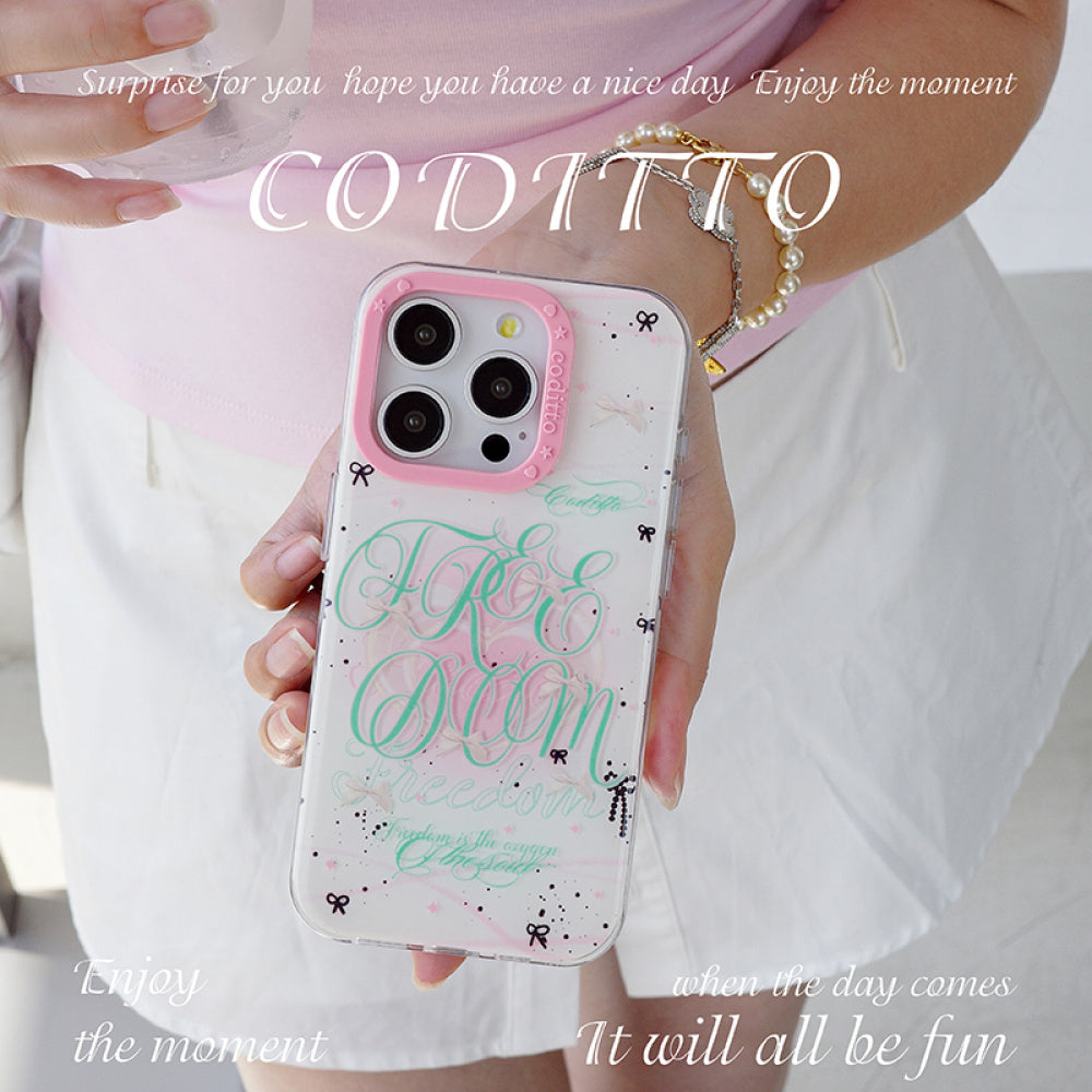 Ameigas Mint Garden Double-Layer Floral Case for iPhone 17 Pro Max / 16 Pro Max / 15 Pro / 14 / 13 – Ins Style Art Phone Cover