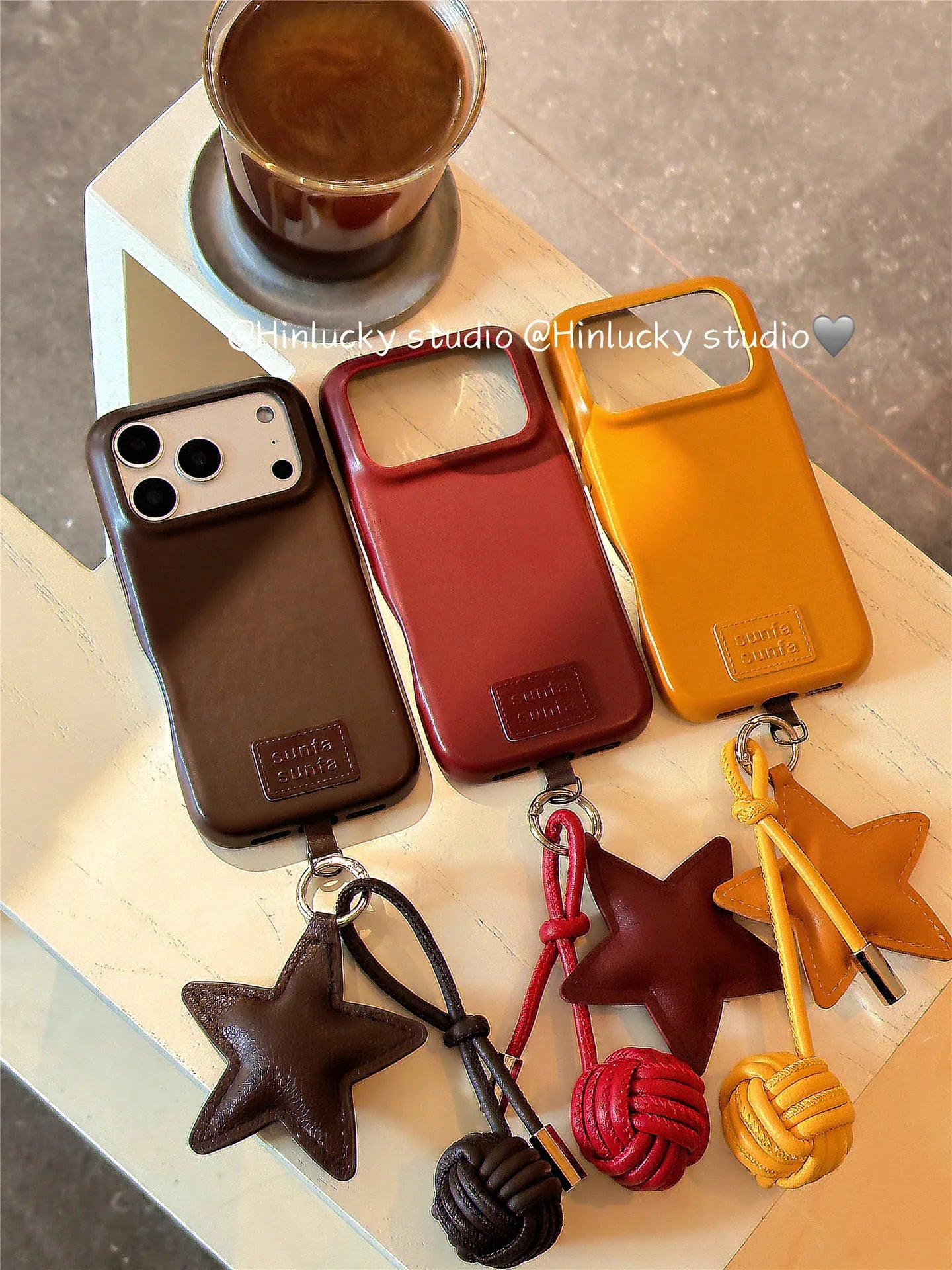 Ameigas Autumn Minimal Star Charm Leather Protective Case - Ameigas