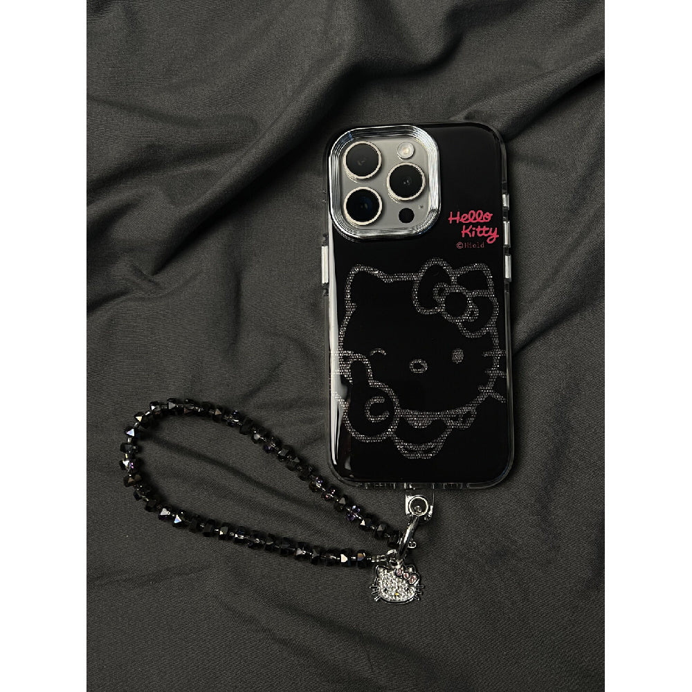 Ameigas Glitter Peace Case - Black Background with Sparkle Kitty & Peace Sign