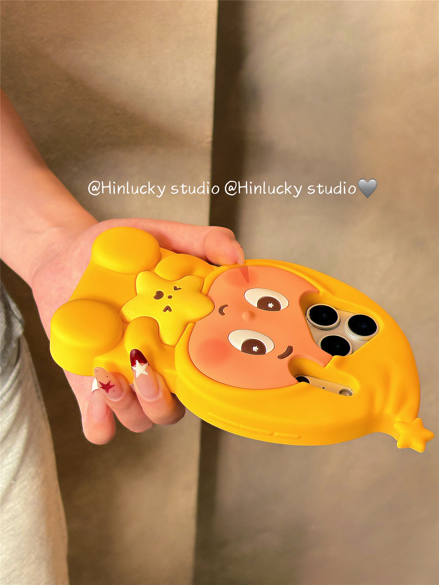 Ameigas Sunny Starfolk Case - 3D Cartoon Yellow Star Character Silicone Cover for iPhone