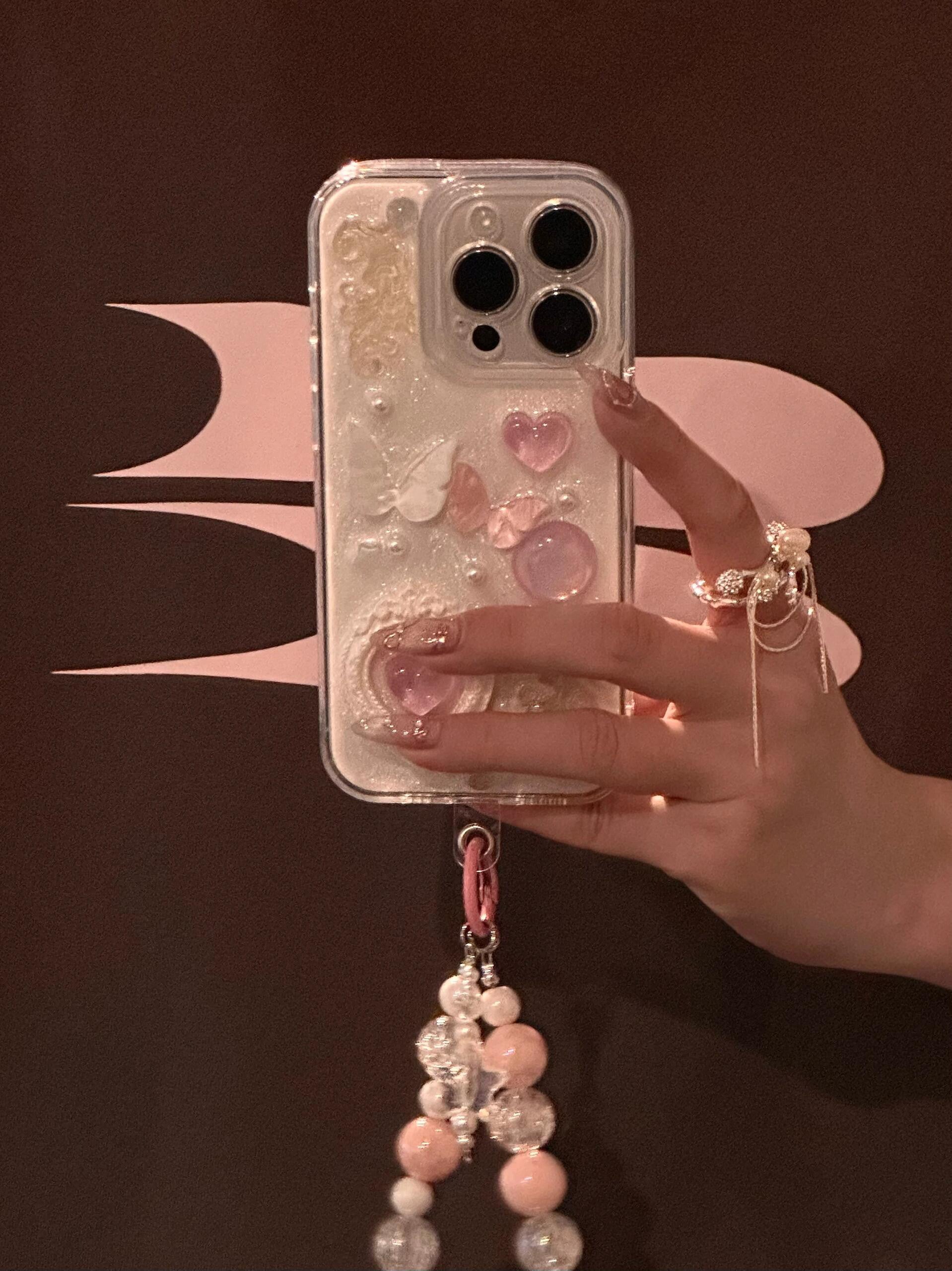 Ameigas Pearl Heart & Floral Bracelet Phone Case