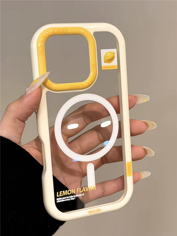 Ameigas Summer Canvas Case - Oil Paint Lemon & Magnetic Stand Acrylic Cover