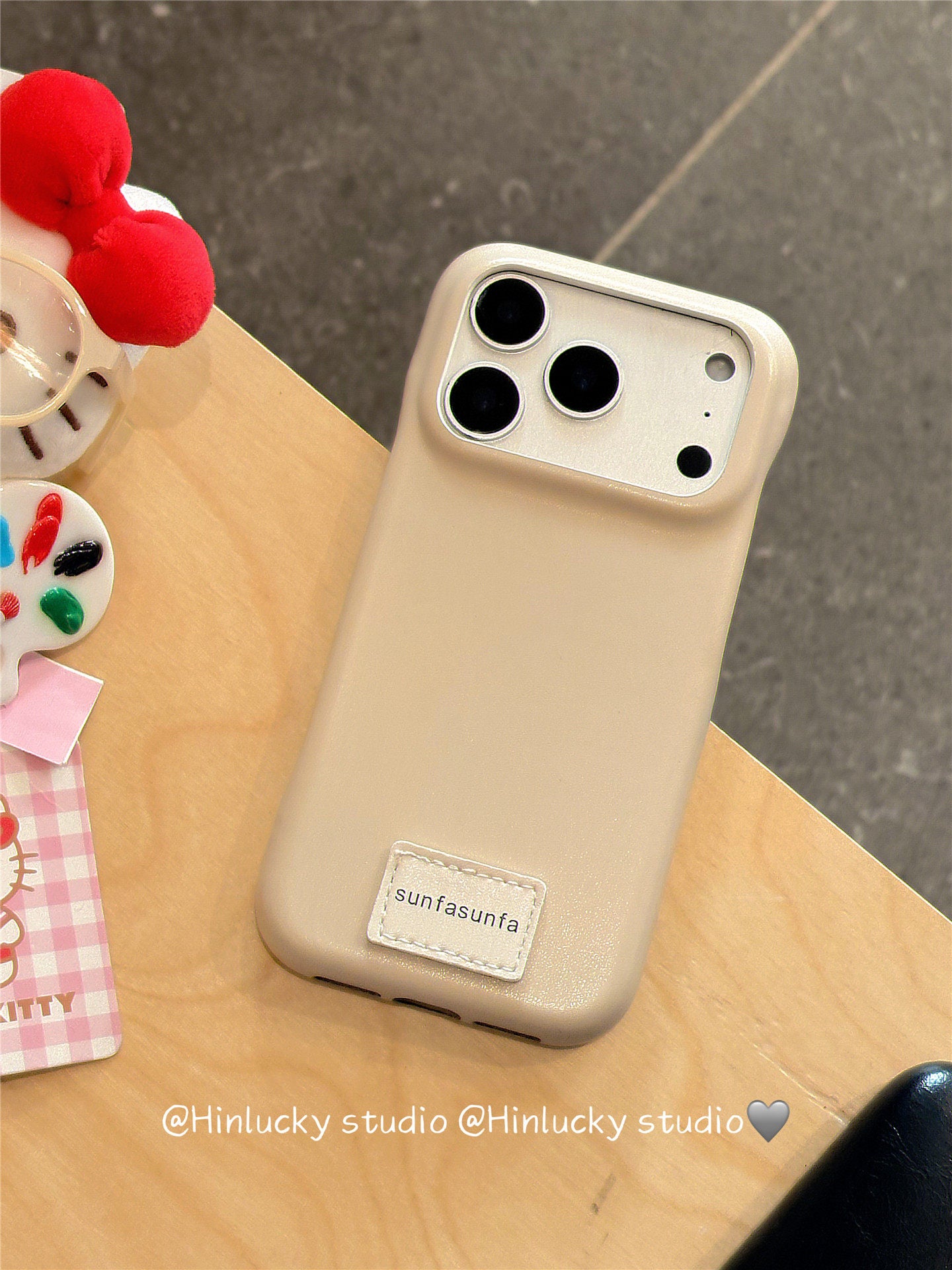 Ameigas Solid Color Leather Heart Charm Protective Phone Case