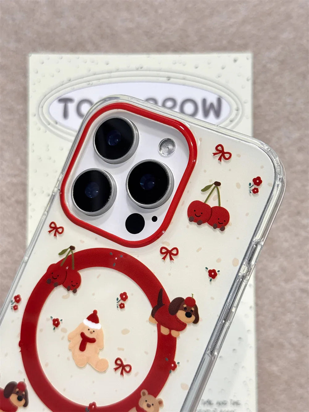 Ameigas Cute Cherry Bear & Dachshund Magnetic Stand Phone Case - Ameigas