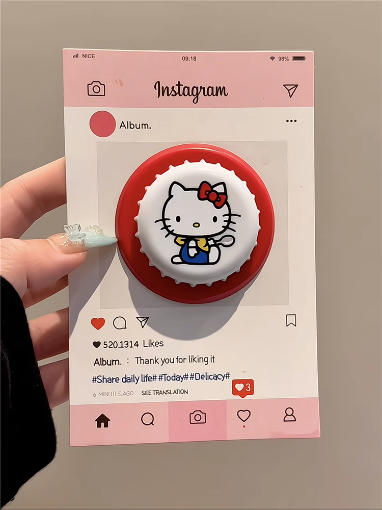 Ameigas Snack Lid Kitty Stand Case - Cute Cat & Bottle Cap MagSafe Cover for iPhone