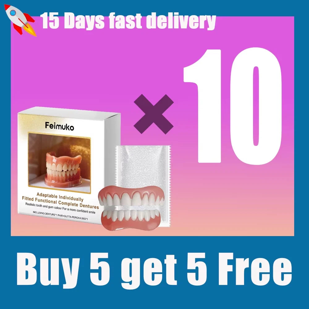 New Denture Silicone Kit - Soft Kit Teeth Upper and Lower Set - Silicone Liners