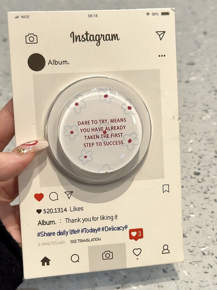 Ameigas Blue Botanica Stand Case - Korean Floral Text MagSafe Cover with Full Guard