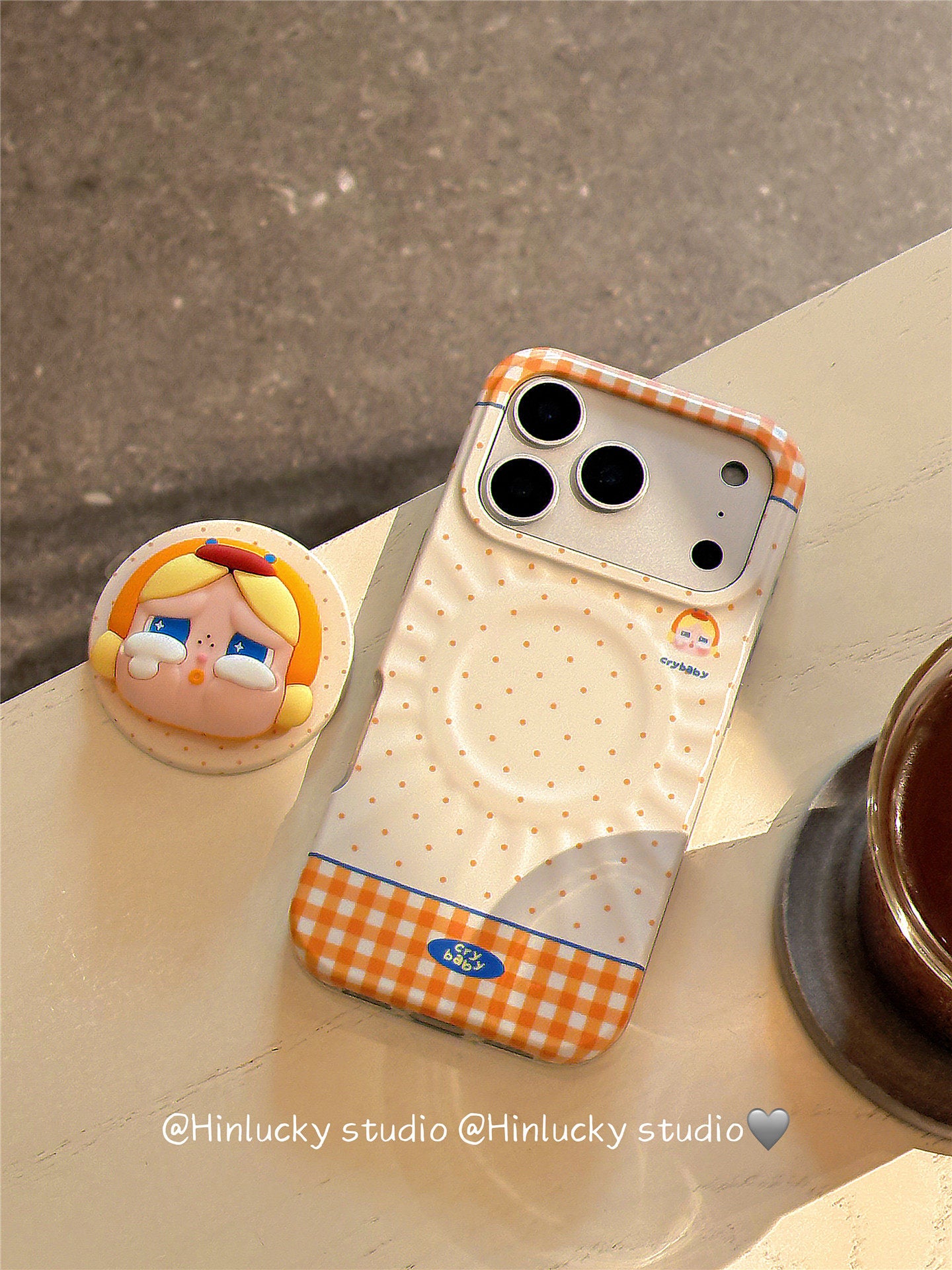 Ameigas Playful Cartoon Plaid Polka Chick & Bunny Magnetic Stand Phone Case