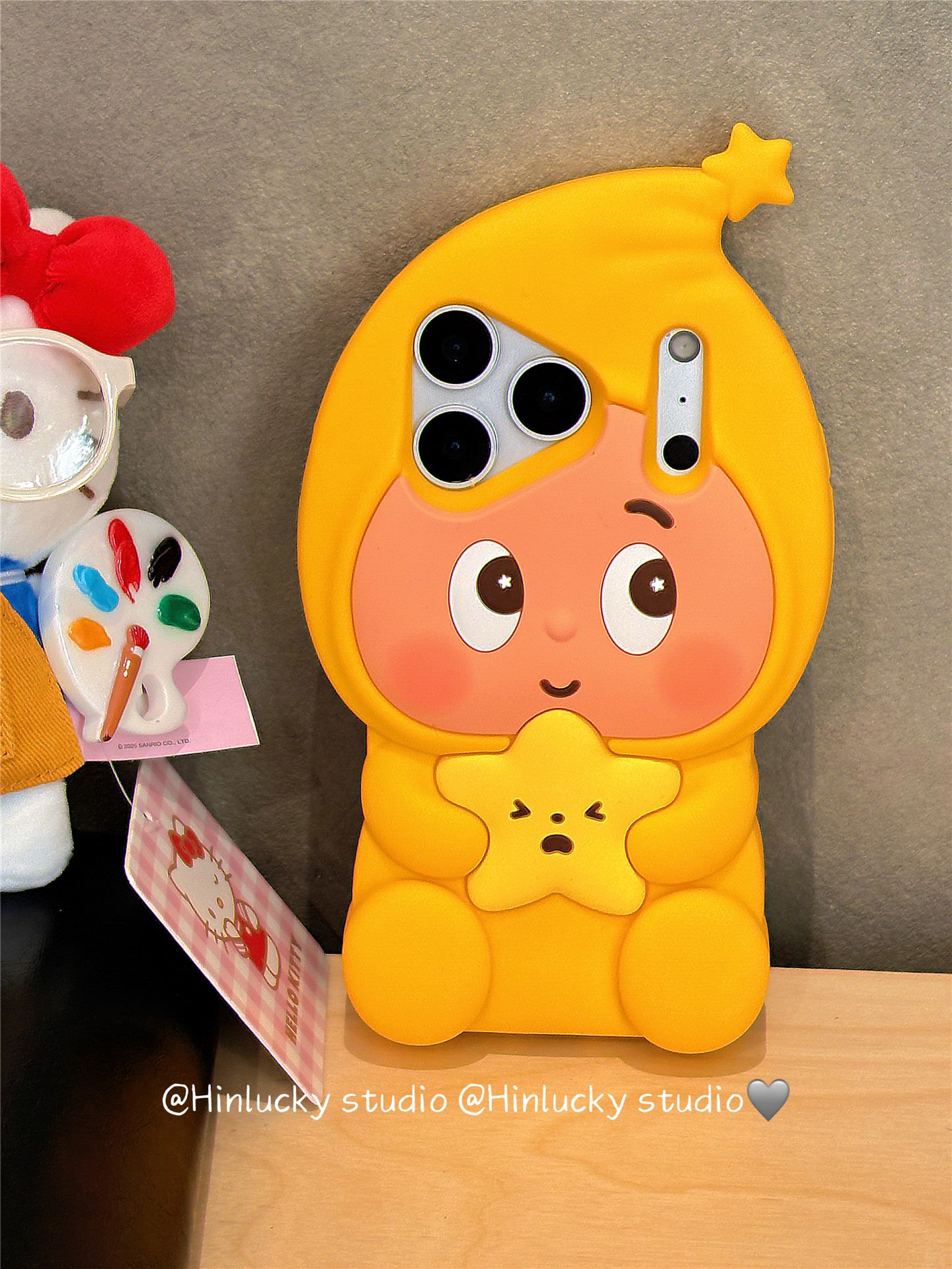 Ameigas Sunny Starfolk Case - 3D Cartoon Yellow Star Character Silicone Cover for iPhone
